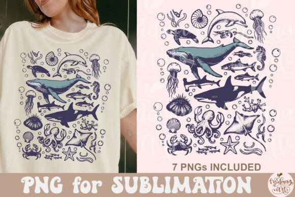 Download Sea Animals PNG, 90s Vintage Ocean PNG - Vintage Collection