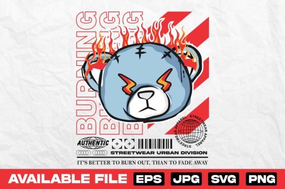 Download Burning Bear Doll Vintage T Shirt Design - Vintage Collection