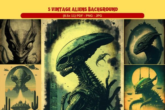 Download 5 Vintage Aliens Background - Vintage Collection