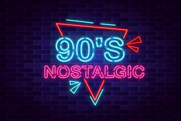 Download 90'S Vintage Lettering Neon Sign Vector - Vintage Collection