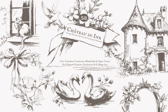 Download Vintage Clipart French Chateau Set - Vintage Collection