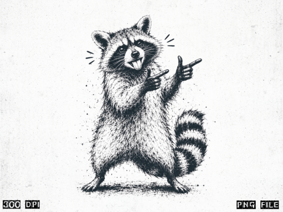 Download Funny Raccoon PNG, Vintage Raccoon Subli - Vintage Collection