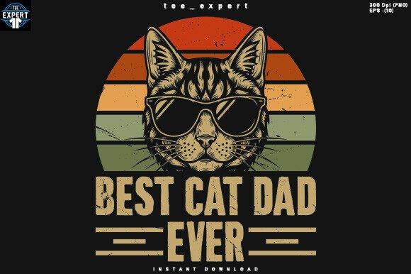 Download Best Cat Dad Ever Vintage T-shirt Design - Vintage Collection